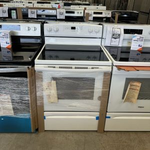Amana 30" White Glass Top Electric Range – 4 Burners – 4.8 Cu.Ft – Scratch & Dent