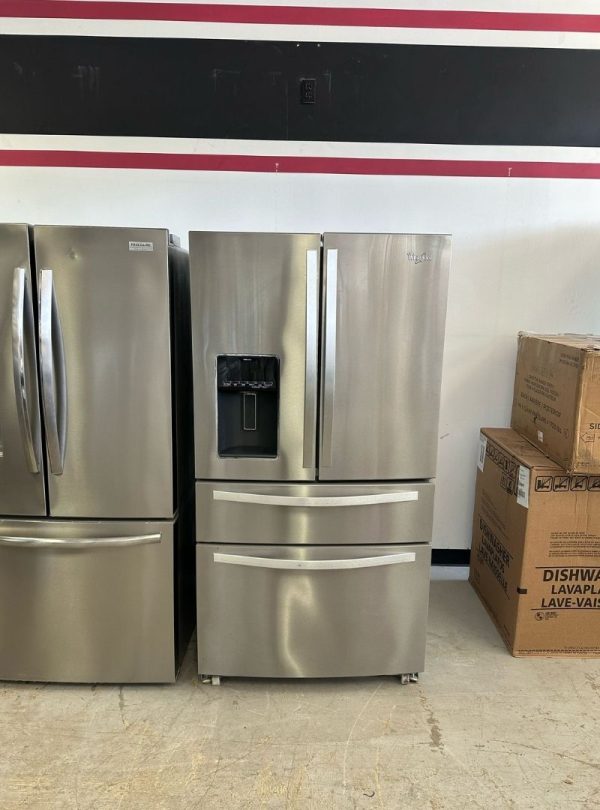 Lightly used Whirlpool 36 Inches French Door 4 Doors Refrigerator Fingerprint Resistant Stainless  26 Cu.Ft